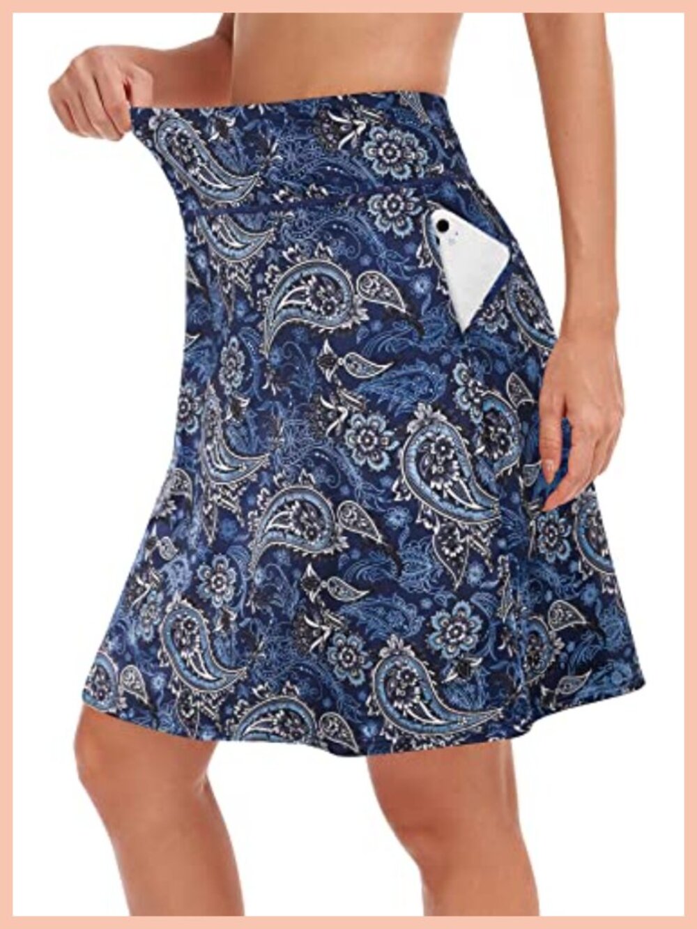 Women's 20" Knee Length Athletic Skort with 4 Pockets, Mesh Liner, High Waist